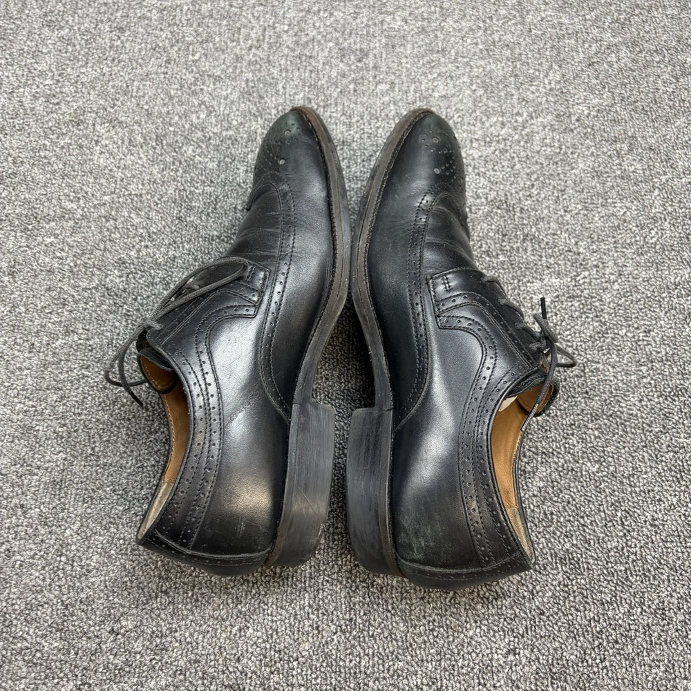 Johnston & Murphy Mens Wingtip Brogue Black Leather Business Dress Shoes Sz 8.5M - Picture 5 of 10